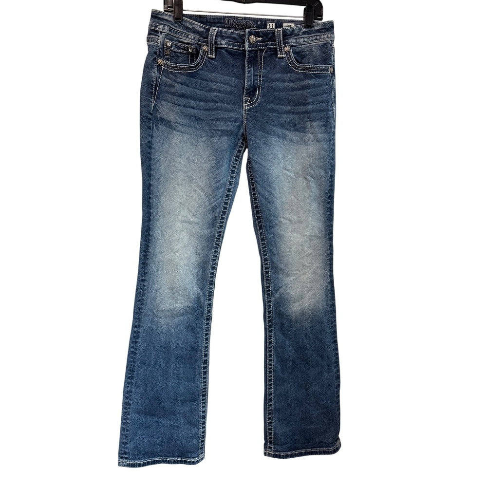 Miss‎ Me Chloe Bootcut Jeans Womens 31 Medium Wash Embellished M3474B K985 Denim